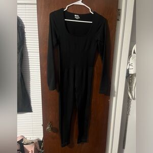 Black square neck jumpsuit